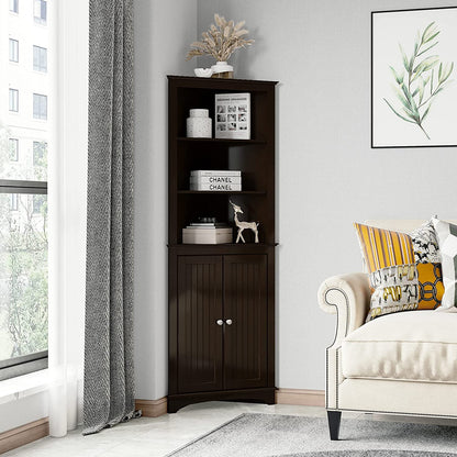 Spirich Tall Corner Cabinet with 2 -Shutter Doors, free-standing floor cabinet, White