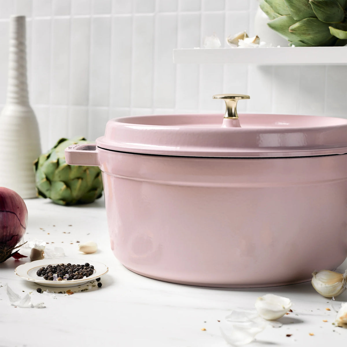 Staub Cast Iron 5.5-qt Round Cocotte - Cherry
