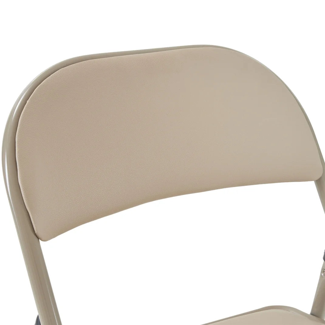 4 Pack Folding Chairs, Cushioned Padded Seat, Wedding Chairs with Metal Frame for Home, Office, Party Use, Light  Brown