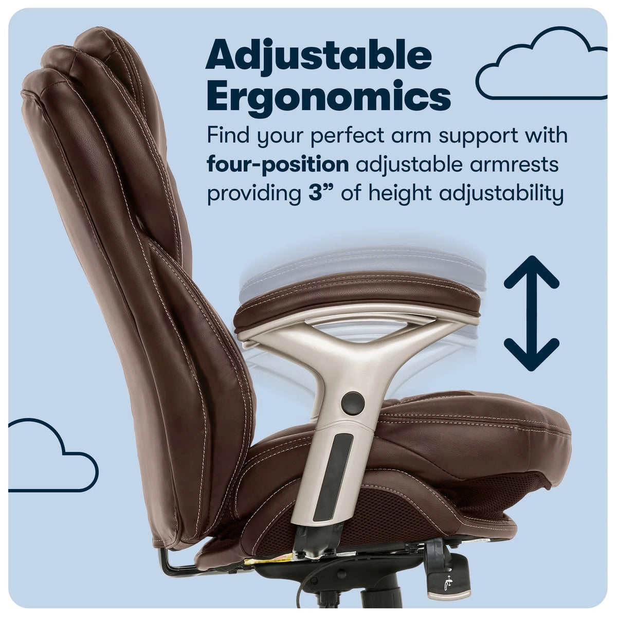 Serta Back in Motion Technology Fabric Executive Office Chair, Light Gray