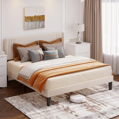 Aiho 4 Pieces Bedroom Furniture Set, Includes Queen Bed Frame, Nightstands Set of 2, Double Wide 6-Drawer Dresser - White