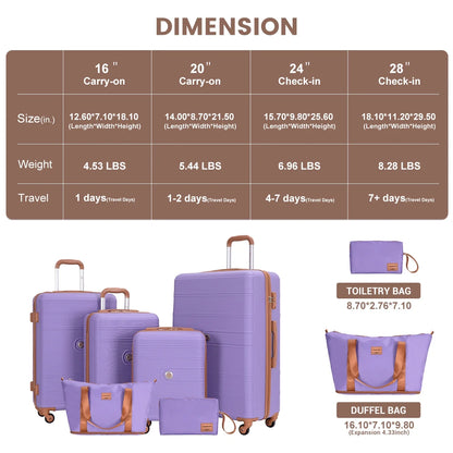 Travelhouse 6 Piece Hardshell Luggage Set Hardside Lightweight Suitcase with TSA Lock Spinner Wheels.(White)
