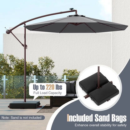 Costway 98.40" Navy Cantilever Patio Umbrella, Base-Included