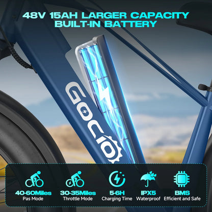 Gocio Electric Bike, 26"x4.0" Fat Tire E-Mountain Bike, Peak 1000W Motor, 28MPH 48V 15Ah Battery Removable Ebike for off Road, Sand, UL2849