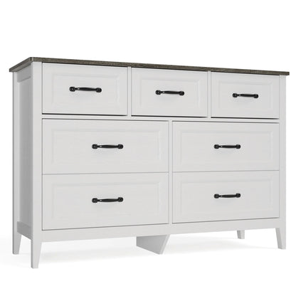 Lofka 47.2" Dresser for Bedroom with 6 Double Drawers, Farmhouse Wood Storage Cabinet with Smooth Metal Handle