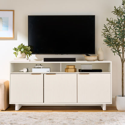 Better Homes & Gardens Lillian Fluted TV Stand for TVs up to 70", Natural Pine Finish