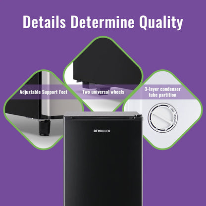 DEMULLER Upright Freezer 3.2 Cu. ft Front Door Freezer Compact Adjustable Thermostat Silver