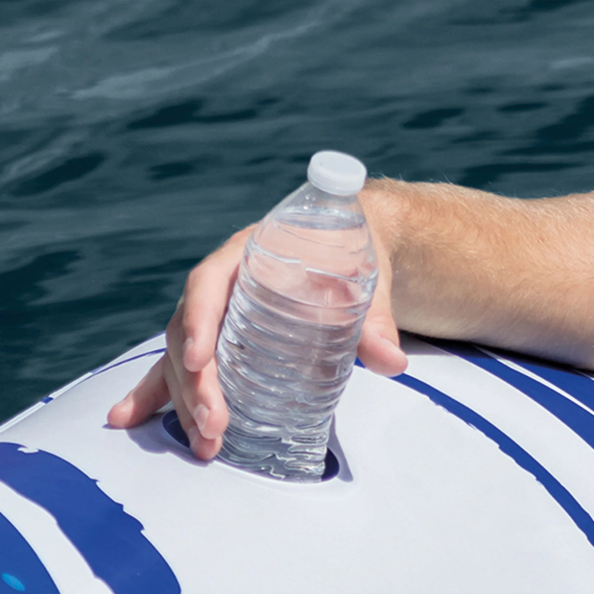 Intex Blue Tropic Inflatable Lake Island Float with Cooler and Cupholders