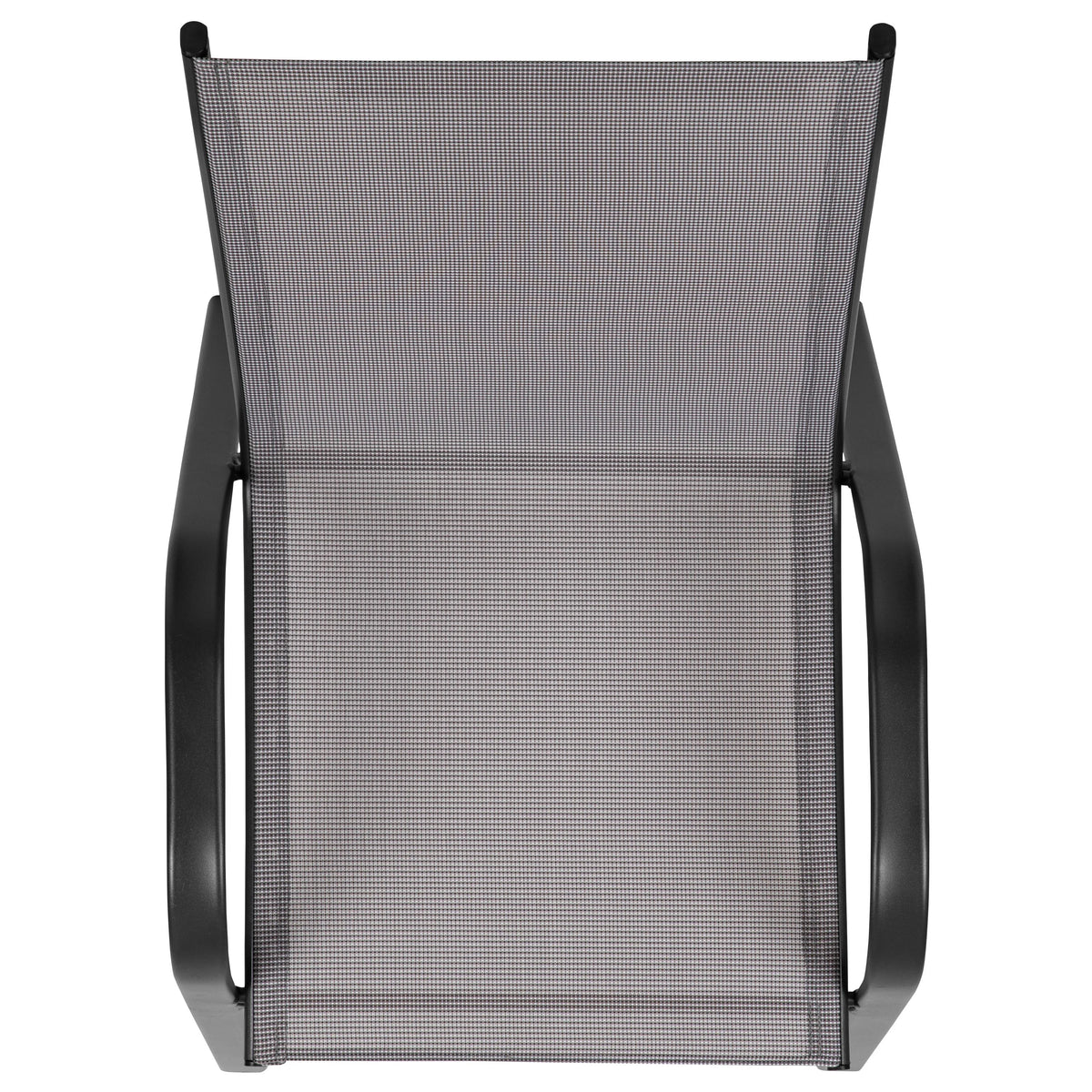 BizChair 5 Pack Black Outdoor Stack Chair with Flex Comfort Material and Metal Frame