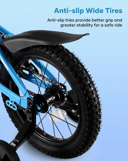 Naipo 14" Kids Bike Girls and Boys Blue Bike for Age 3-6 Years Old