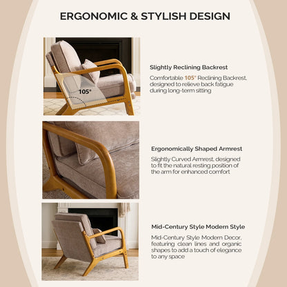 Ktaxon Accent Chair Corduroy Upholstered Armchair, Reading Club Chair with Pillow and Solid Wood Frame for Living Room Bedroom Furniture Off White