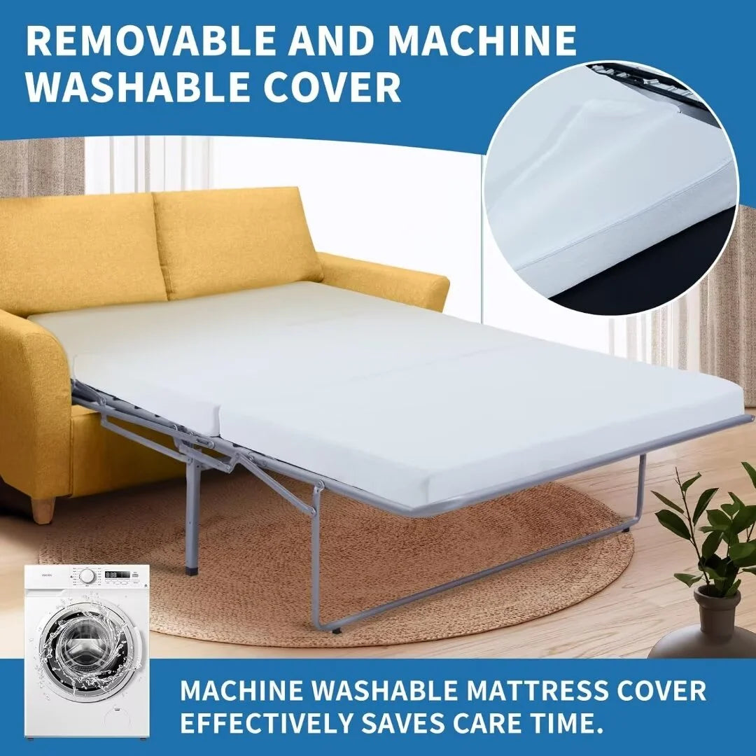 NAIZEA Foldable Sofa Bed Replacement Mattress Memory Foam 4 inch Pull Out Sofa Bed Mattress Twin Size for Convertible Folding Sofa & Couch Beds, Sofa Not Included