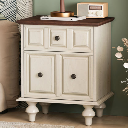 20.47"Vintage Nightstand with 2 Drawers and Roman Column Legs, Solid Wood Bedside End Table, Bedside Cabinet for Bedroom, Living Room(Set of 2)