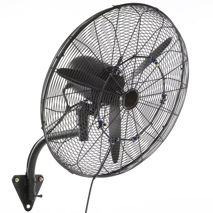 VEVOR Wall-Mount Misting Fan Oscillating Metal Fan 24.3'' 3 Speed Waterproof