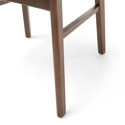GDFSTUDIO Mid Century Modern Fabric Upholstered Rubberwood Dining Chairs, Set of 2, Dark Gray and Walnut
