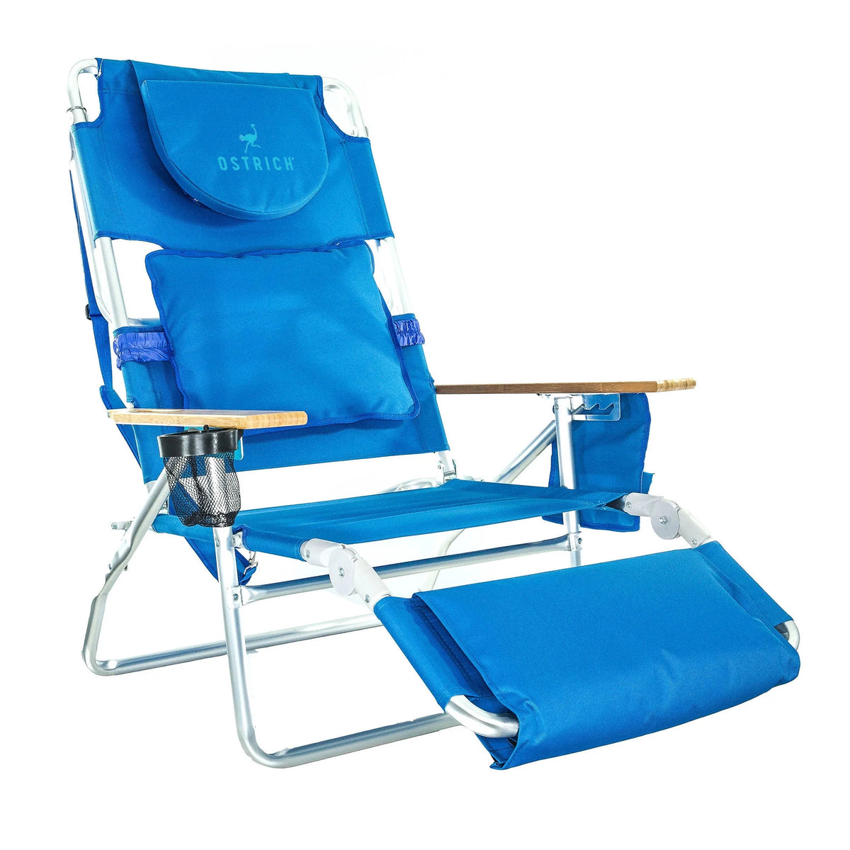 Ostrich Deluxe 3N1 Lightweight Outdoor Beach Lounge Chair w/Footrest, Pink