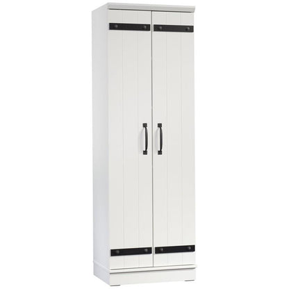 Pemberly Row Farmhouse Engineered Wood 2-Door Narrow Storage Cabinet in Salt Oak