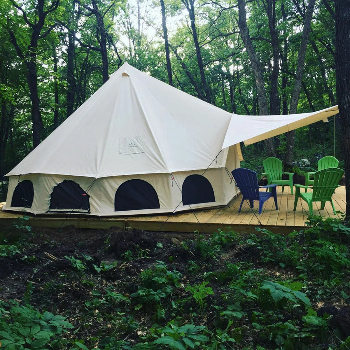 White Duck Outdoors Regatta Awning - Desert Red - 10' for Bell Tent - Complete Canopy with Poles for All Season Camping and Glamping