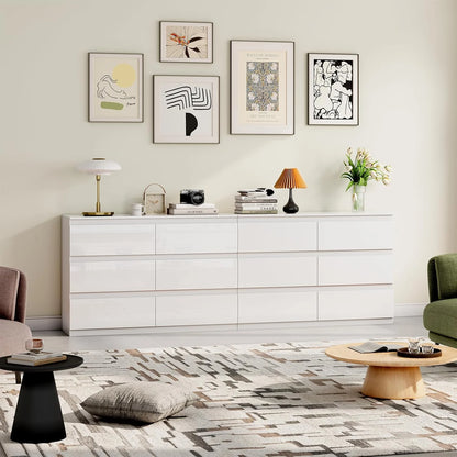 Selooye White Wood Dresser, 6 Drawer Dresser for Clothes Storage,Bedroom, Modern White Dresser with Wide Drawers, Wide Wooden Chest Drawers for Living Room, Entryway, TV Stand