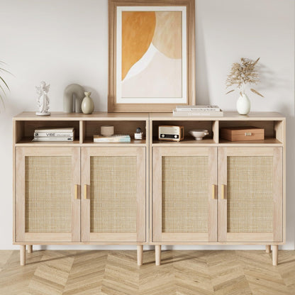 NEILA Rattan Cabinet with 2 Doors and Shelf, Modern Accent Furniture, 1 Piece