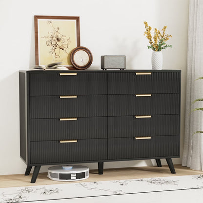 Planntonneo Boho Fluted 6 Drawer Dresser, Wooden Chests for Bedroom