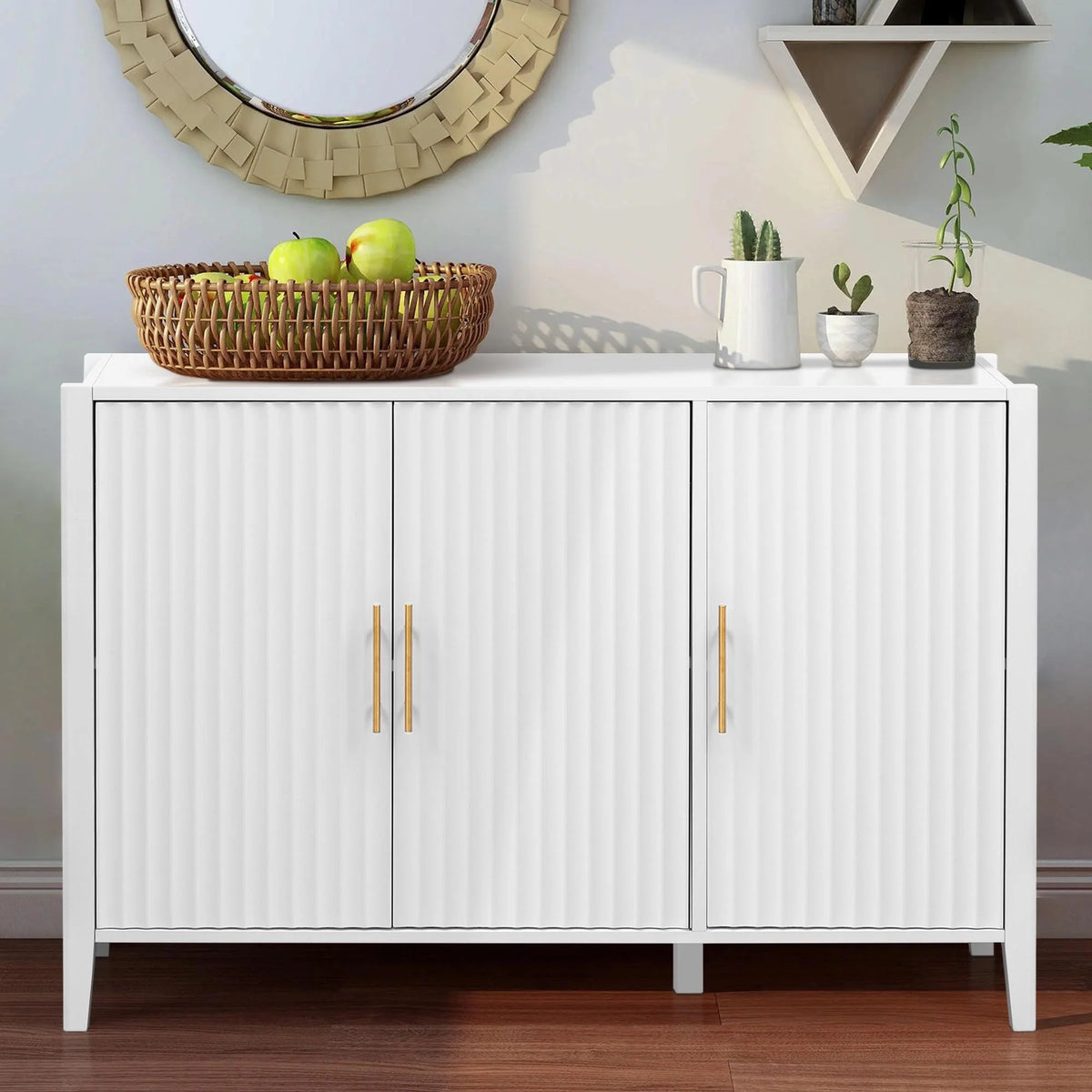 Black Accent Cabinet, Atumon Storage Cabinet Furniture, Modern Buffet Sideboard, Wooden Accent Cabinet with 3 Doors, Accent Storage Cabinet for Entryway Hallway Living Room, 48"L x 17.7"W x 31.9"H