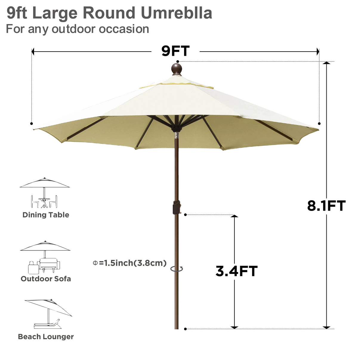 EliteShade 9Ft Market Umbrella Patio Outdoor Table Umbrella��Teal��
