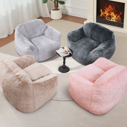 HOMGUAVA Giant Bean Bag Chair for Adults & Kids, Oversized Lounger Couch Large Lazy Chair w/ Stuffed Memory Foam & Wide Armrests, Light Gray
