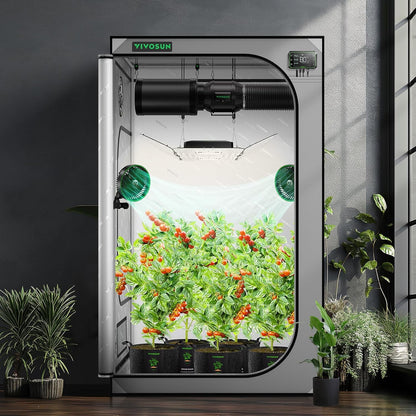 VIVOSUN G336 36"x36"x72" Grow Tent, 3x3 FT Advanced Gray Mylar Tent with 19mm Poles, Observation Window and Floor Tray for Hydroponic Plants for VS2000/VS3000