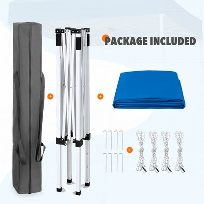 EAGLE PEAK 5x5 Pop Up Canopy Tent Instant Outdoor Canopy Easy Set-up Straight Leg Folding Shelter（Blue）