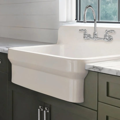 Whitehaus Old Fashioned Country Fireclay Utility Sink with High Backsplash