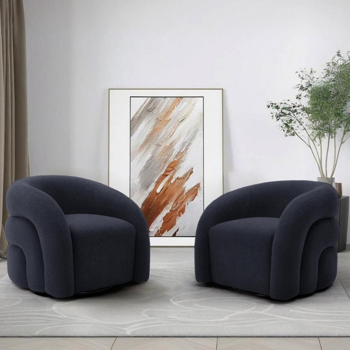 360�� Swivel Accent Chair for Living Room, Boucle Barrel Armchair Single Sofa Chair Reading Chair, Sage Green