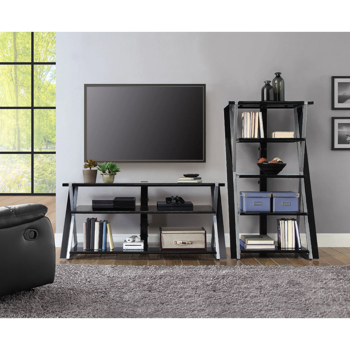 Whalen Xavier 3-in-1 Television Stand for TVs up to 70", Black