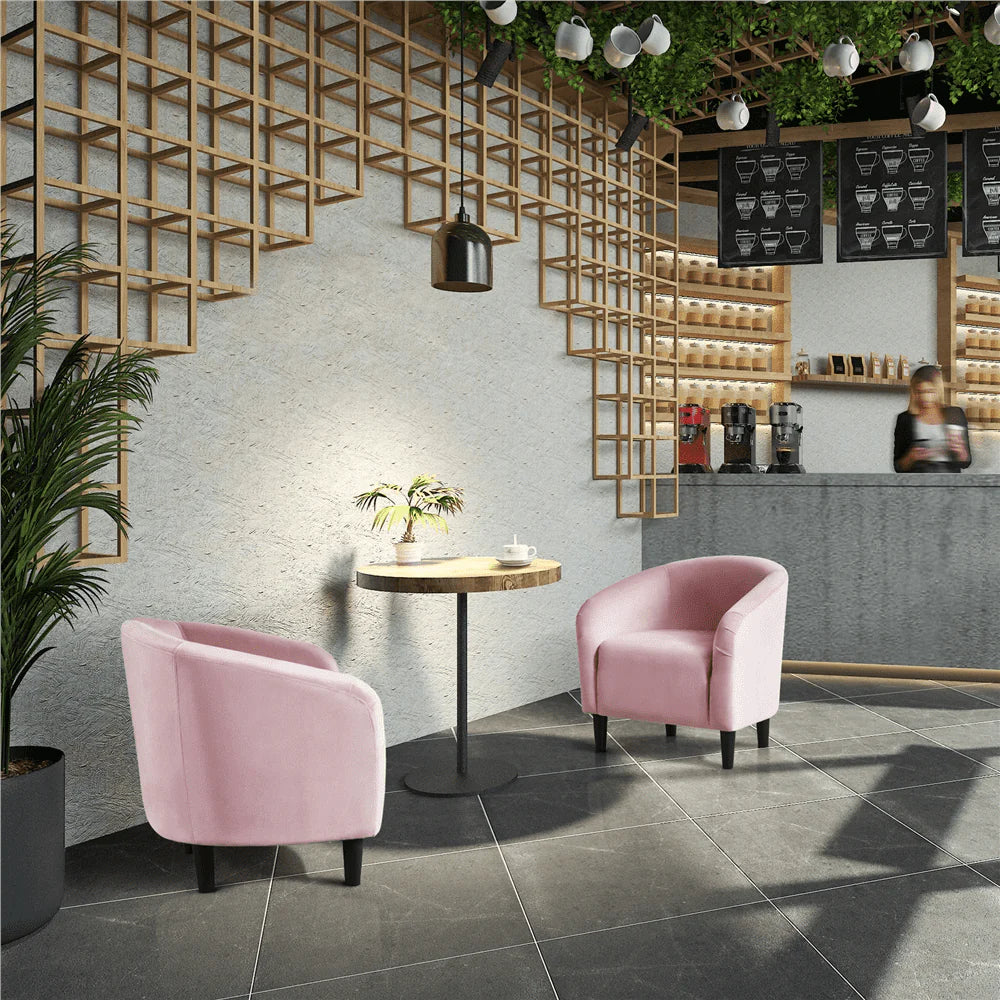 Easyfashion Tub Chair, Set of 2, Pink Velvet