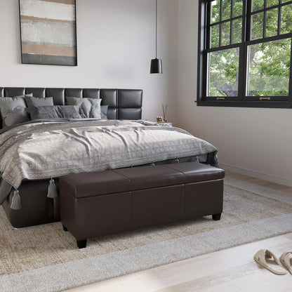 BELLEZE Storage Ottoman Bench Footstool - Amherst (Beige)
