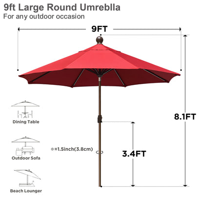 EliteShade 9Ft Market Umbrella Patio Outdoor Table Umbrella��Teal��