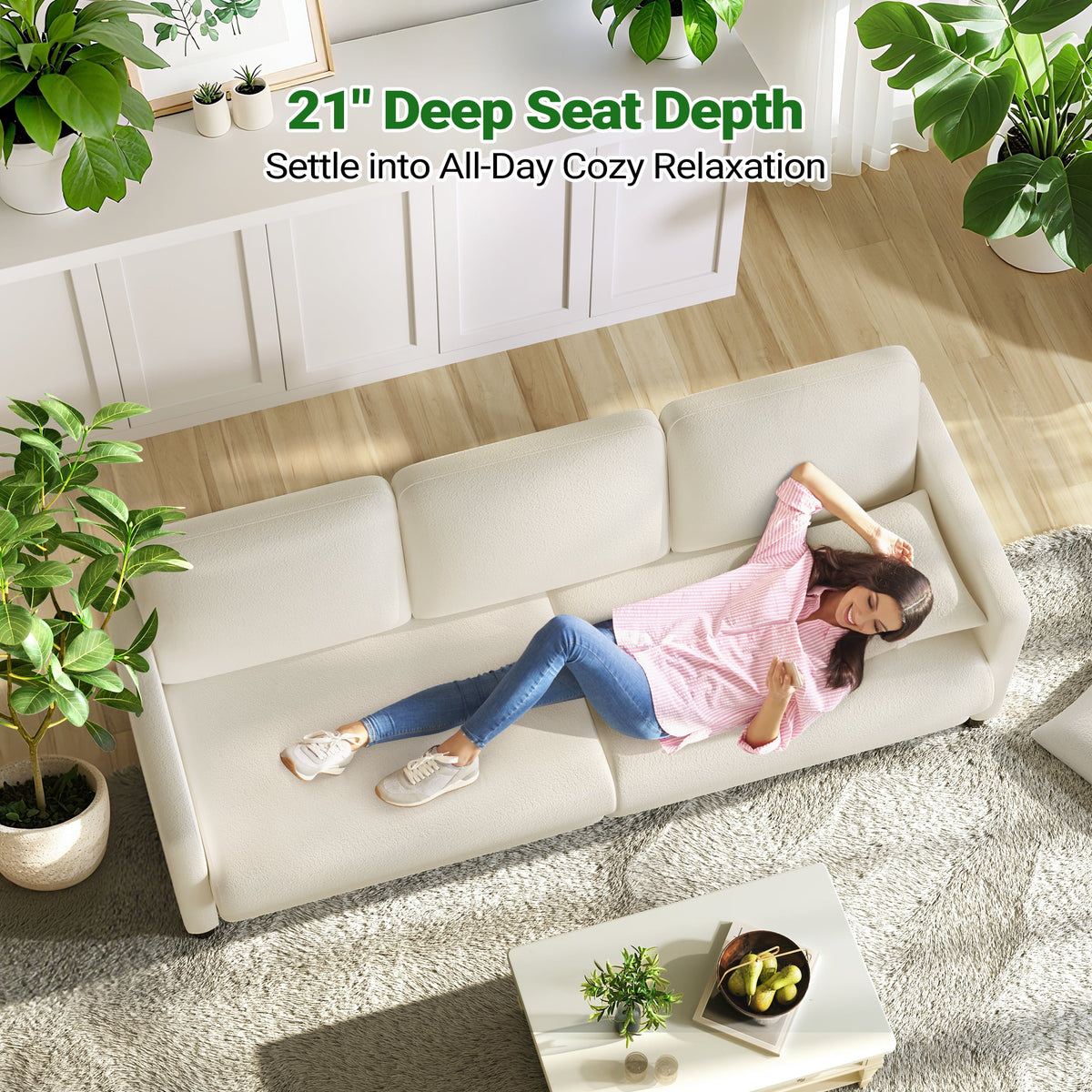 Domusensus Sofas for Living Room, 82" Loveseat Sofa, Couches for Living Room Included 2 Pillows, Teddy Fleece Love Seat Couches, Small Couch, Blue