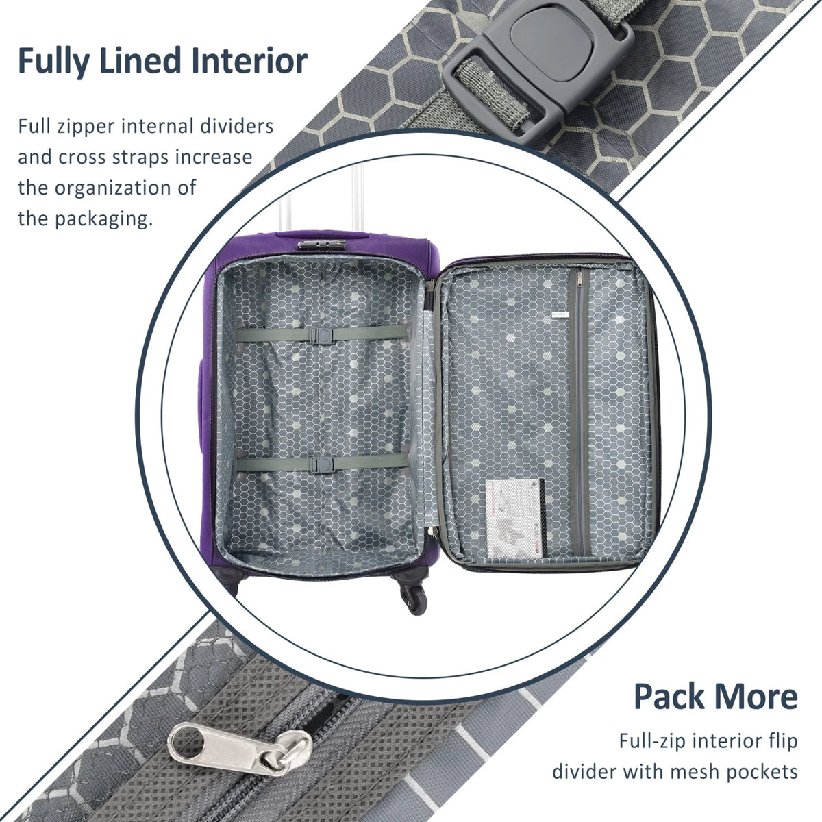 Expandable Softside Luggage Sets 3 Piece,Upright Spinner Suitcases with Wheels,Lightweight Carry on Luggage Travel Set,Green