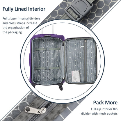 Expandable Softside Luggage Sets 3 Piece,Upright Spinner Suitcases with Wheels,Lightweight Carry on Luggage Travel Set,Green