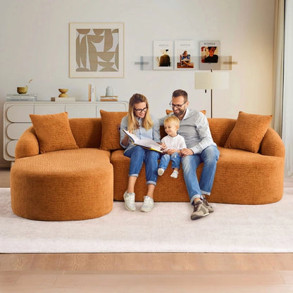 Timbernest 99" Modular Sectional Sofa with Pillows, Chenille L Shaped 3-Seater Couch with Deep Seat, White