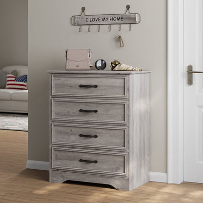 Duerer Modern Drawer Dresser for Bedroom, Living Room, Hallway, Dresser Chest with 4 Drawers, Black