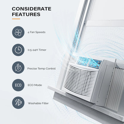 Matladin Window Air Conditioner with Heat, 8000 BTU Window AC Unit & Heater Combo with APP & Voice Smart Control, Timer Function & Easy Installation Kit, 115V/60Hz