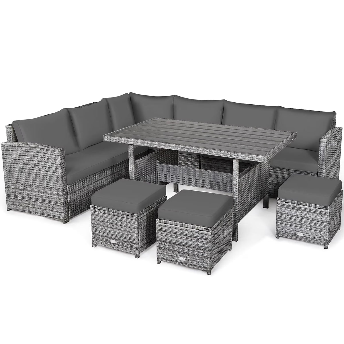 7-piece Outdoor Rattan Patio Furniture Set Black