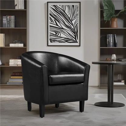 Yaheetech Faux Leather Accent Arm Chair For Living Room, Black