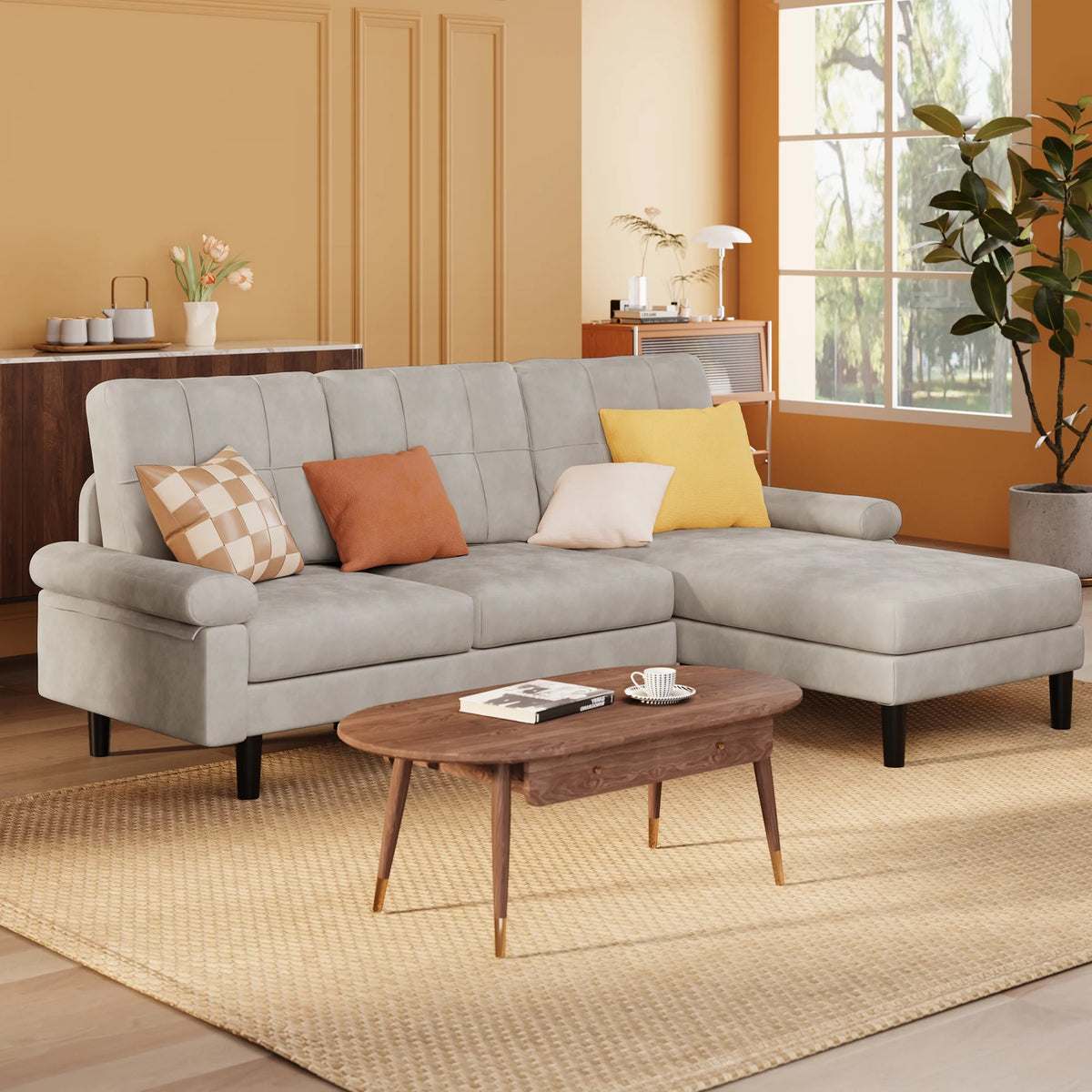Lofka Sofa Couch with Large Storage Pockets and Soft Seats,Modern Loveseat Sofa for Apartment, Office, Bedroom,Deep Gray