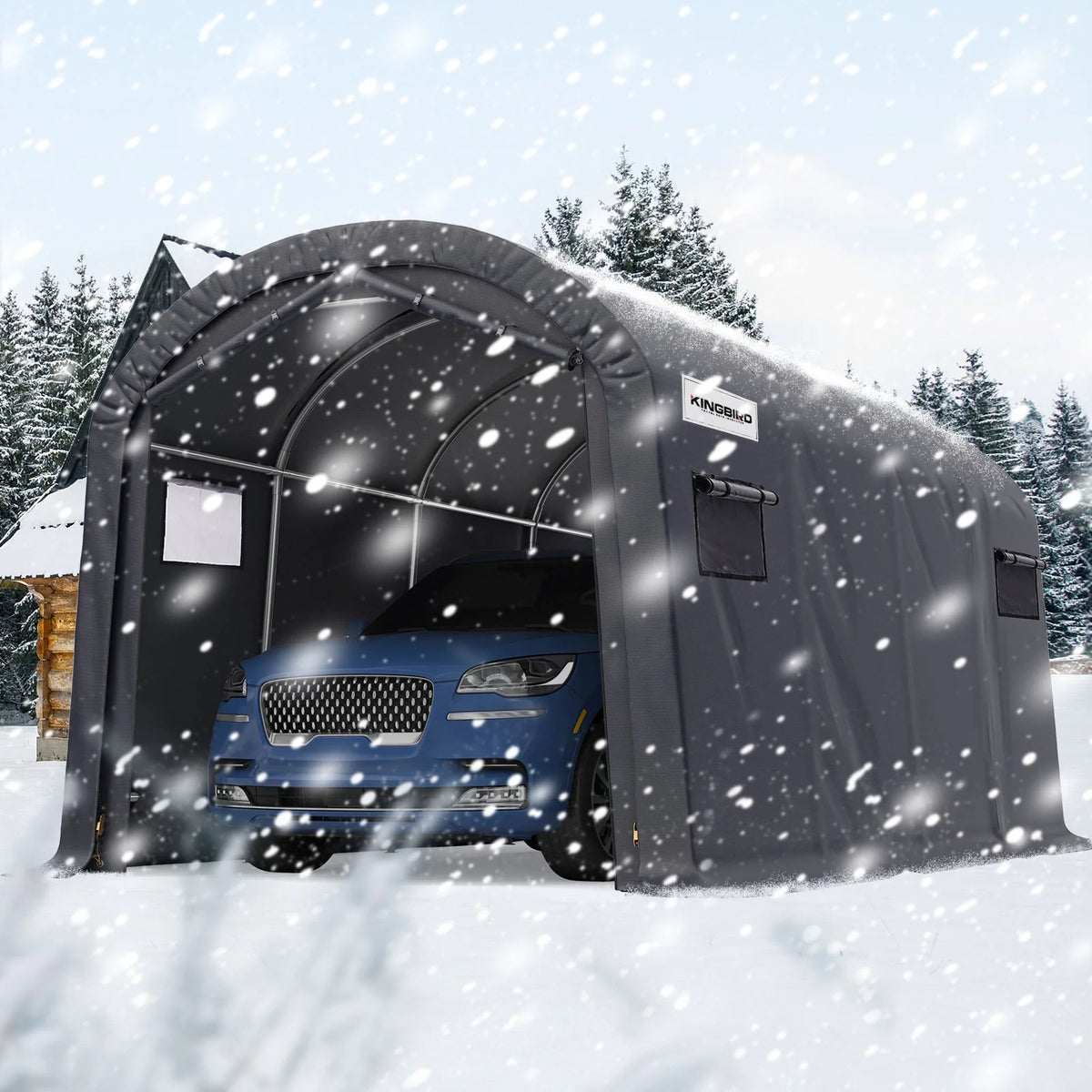 KING BIRD 10' x 20' Heavy Duty Carport Round Style Outdoor Instant Anti-Snow Storage Shelter Garage Car Canopy with Reinforced Ground Bars