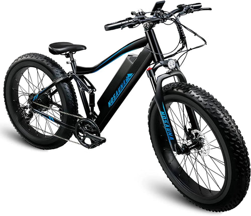 Electric Bike Electric Mountain Bike 500W Ebike26'' Fat Tire Ebike, 28+MPH Adults Ebike with Removable 48V 15Ah Battery, Shimano 6-Speed Black