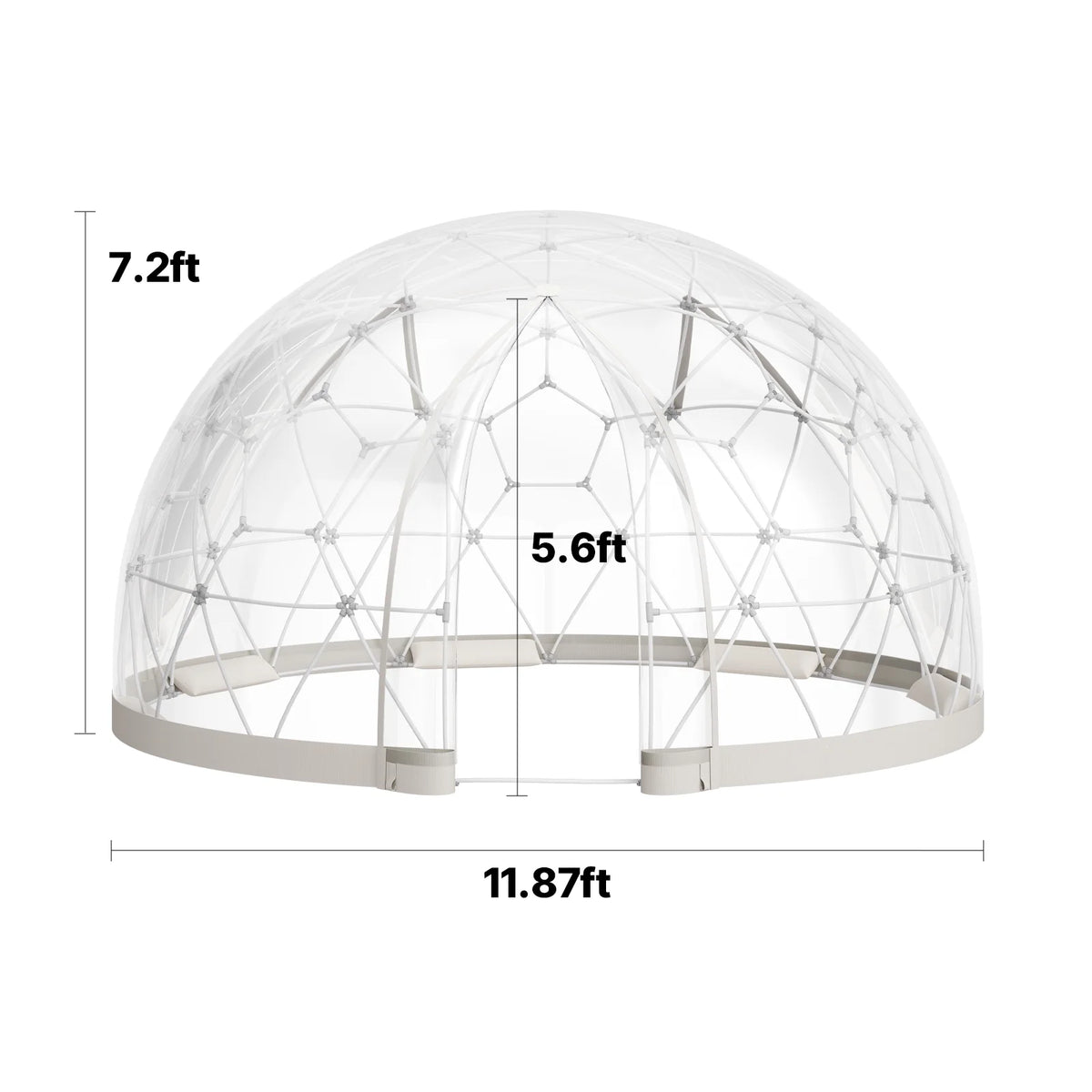 VEVOR Garden Dome Tent, 12 x 7.2 ft Outdoor Clear Bubble Tent for 4-7 Person, Weatherproof Geodesic Dome Greenhouse with Window, PVC Igloo Tents for Backyard Patios Camping Party Wedding