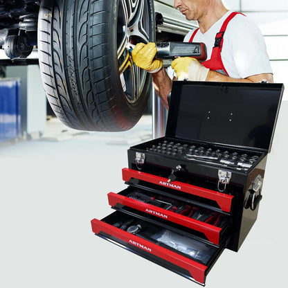 799PCS Aluminum Trolley Case Tool Set, Complete Tool Box Set with Rolling Wheels, Household Hand Tools Kit for Men, Silver