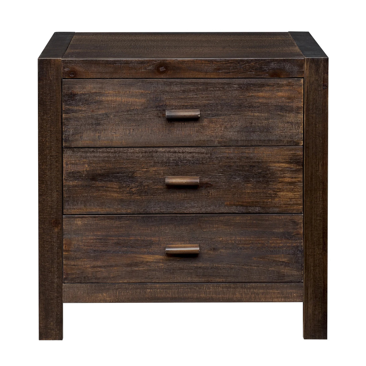 UBesGoo Nightstand 2 Drawer Dresser Side Table, Soild wood & MDF with Solid Wood Veneer, Brown